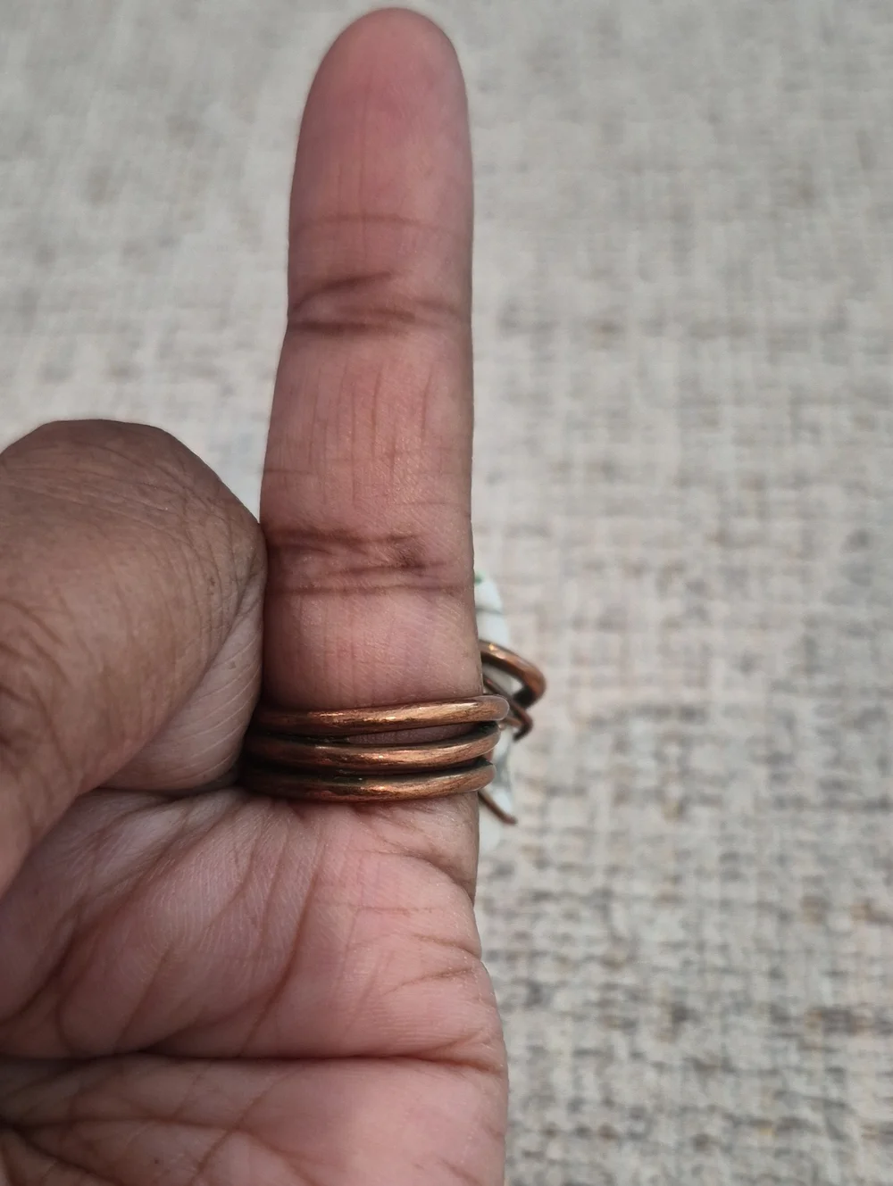 White Howlite Statement Ring with Bronze Wire Wrap - Women Jewelry
